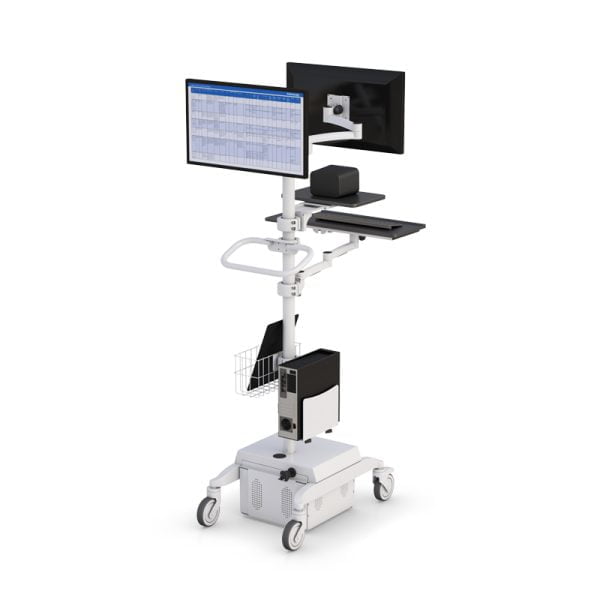 Ergonomic Height Adjustable Mobile Computer Pole Cart