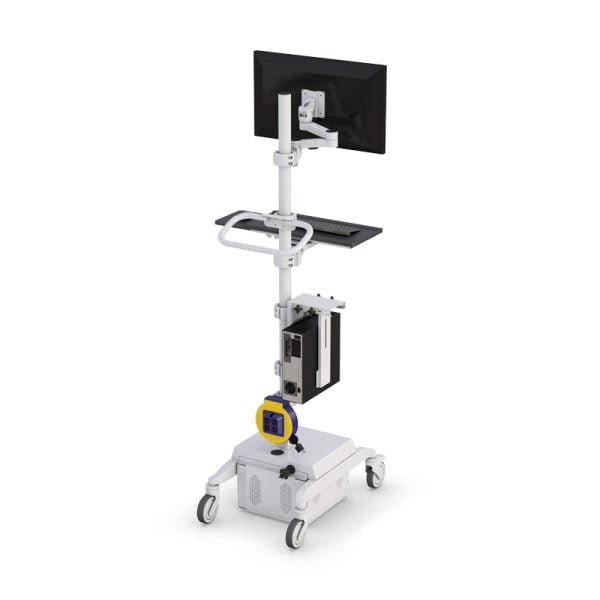 Ergonomic Height Adjustable Computer Pole Stand Cart