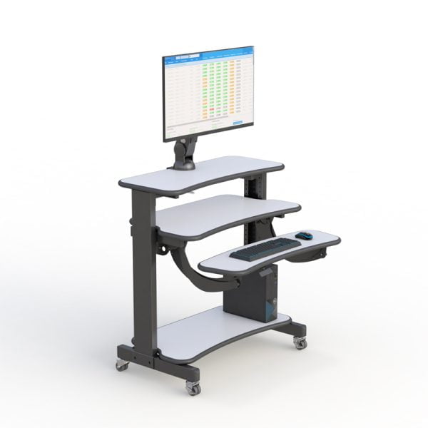 Adjustable Bi- Level Medical Desk with Monitor Arm
