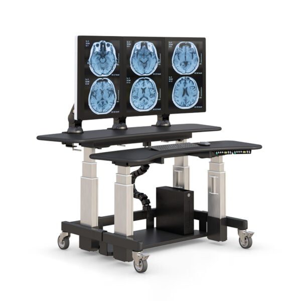 Dual-Tier Height Adjustable Standing Computer Desk