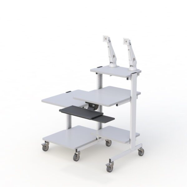 Rolling Computer Workstation with Side Cart with Casters