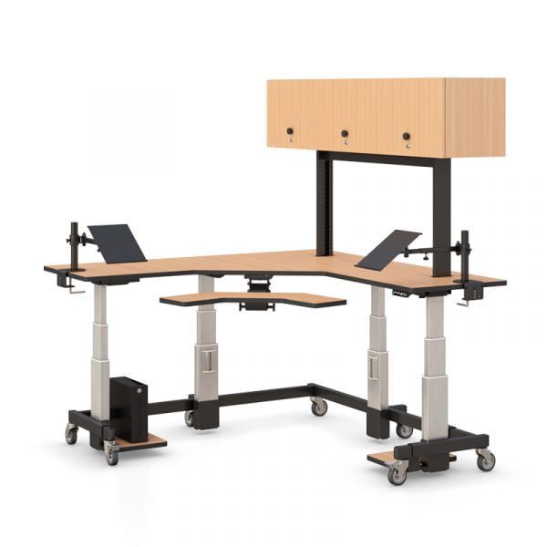adjustable standing workstation desk with cabinet