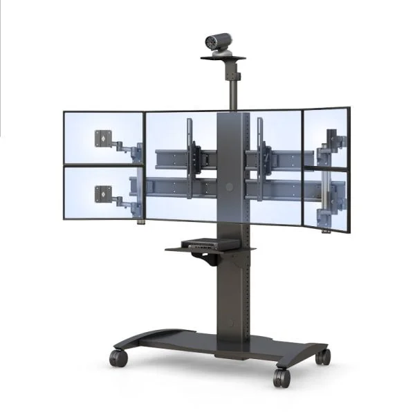Monitor Rolling Stand with Multi-Monitor Display
