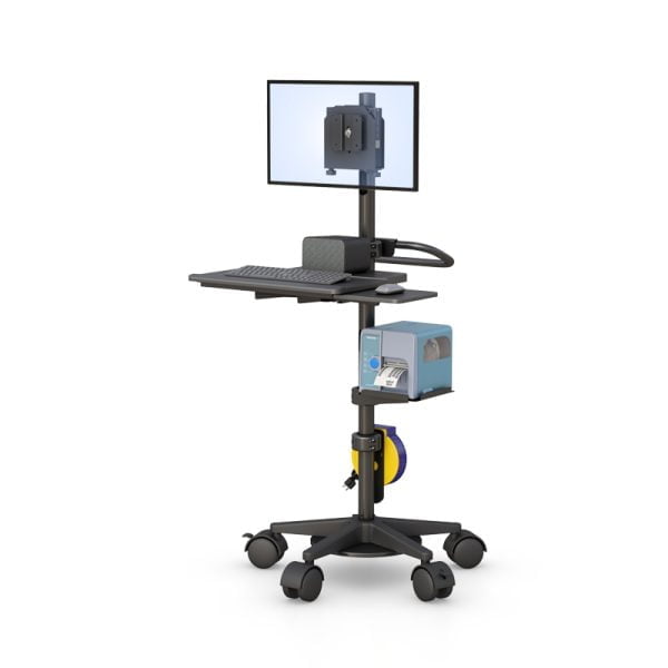Height Adjustable Pole Mount Medical Computer Cart