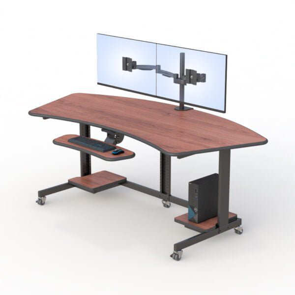 Dual Monitor Curved Shape Computer Desk Table