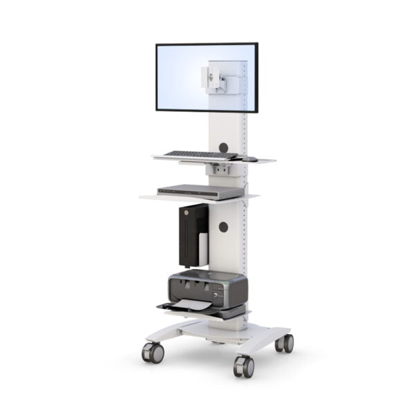 Mobile Rolling Monitor Floor Stand Cart with Printer Tray