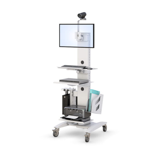 Adjustable Mobile Medical Computer Cart: Rolling Workstation for Healthcare Professionals