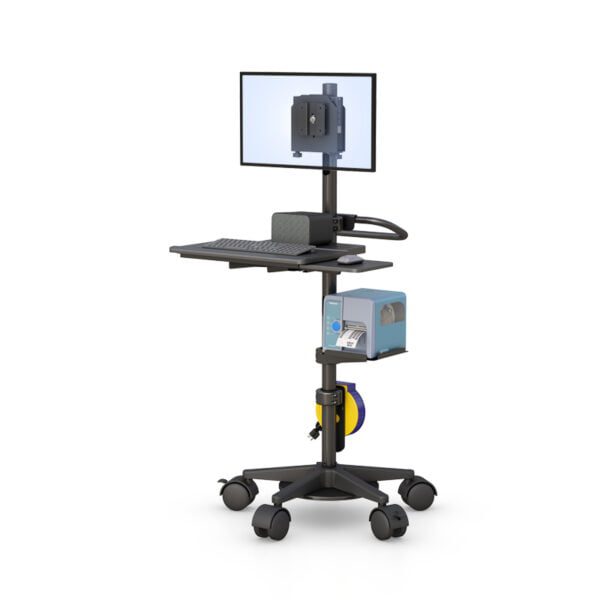 772757 Height Adjustable Medical Pole Mount Computer Rolling Cart with Mobility
