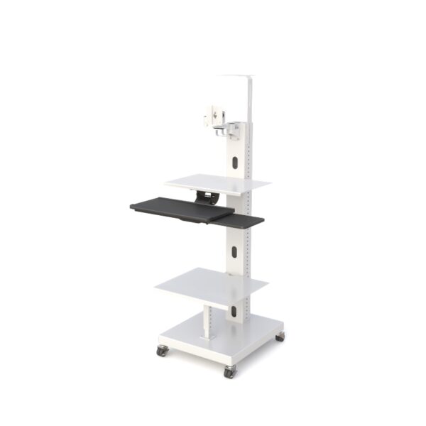 Telecommunications cart with durable metal shelves and cold-rolled steel frame