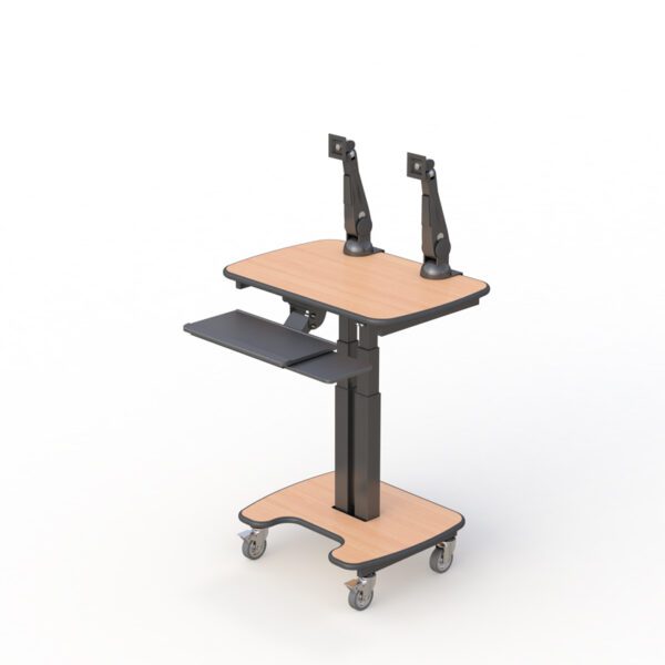 Back view highlighting bottom shelf and twin casters for smooth mobility