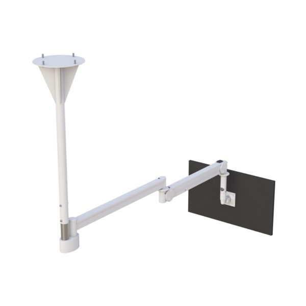 Angled shot of canopy and swivel joints, demonstrating wide range of monitor positioning.