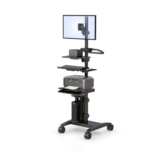 Medical Computer Workstation with Pole Mount and Cable Management