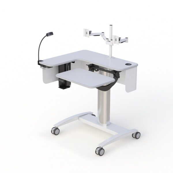 Medical standing cart with hidden cable routing for clinical cleanliness