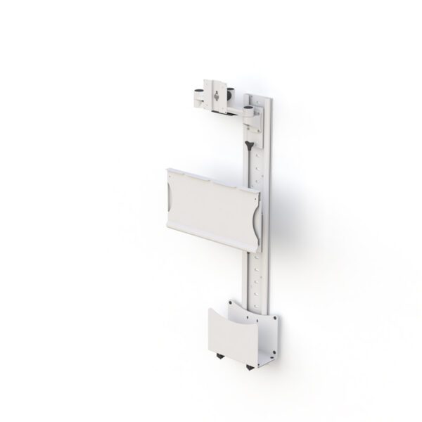 Installed workstation in medical setting, illustrating compact, space‑saving design.
