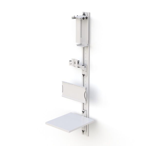 Installed in workspace, showcasing space-saving design and ergonomic setup.