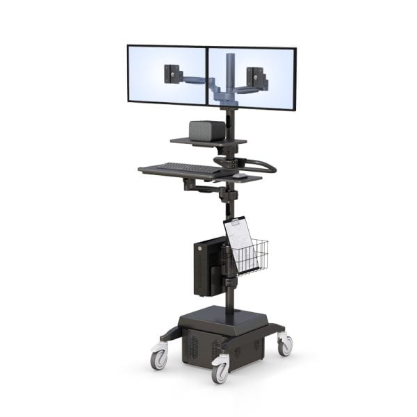 Ergonomic Dua; Monitor Computer Pole Cart