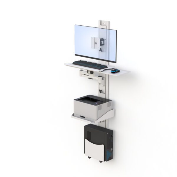 Wall-Mounted Workstations: Computer Wall Bracket with Keyboard & Printer Tray - Image 2