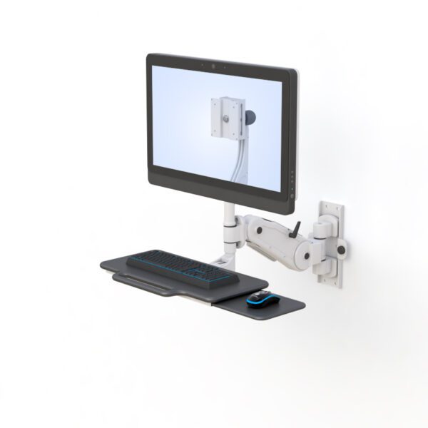 AFC Ergonomic Furniture: Wall Mount Computer Monitor Mount with Keyboard and Mouse Tray - Image 2