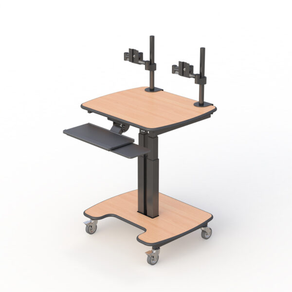 Smooth telescopic height adjustment on medical cart for ergonomic clinician use