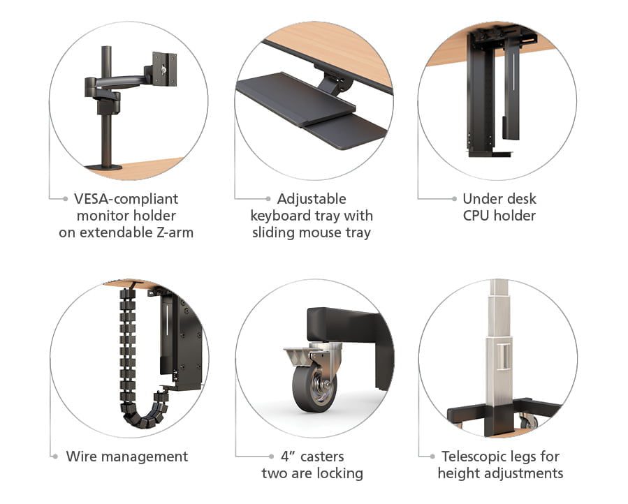 Accesorios para escritorios de pie ergonómicos y ajustables