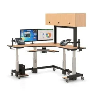 771417 ergonomic l shaped sit stand desk