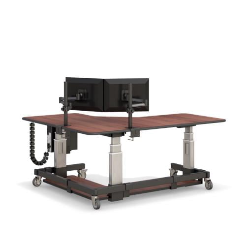 771424 height adjustable corner l shape sit stand desk