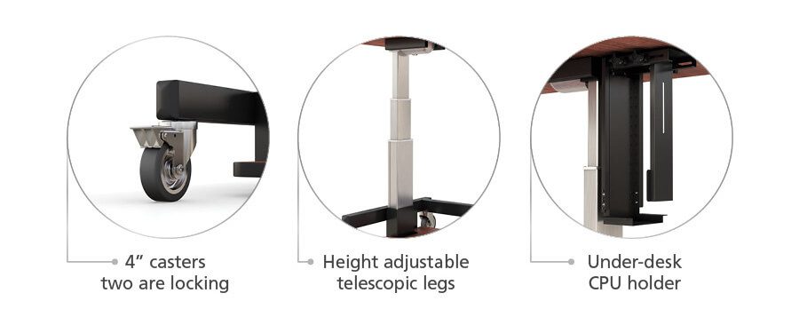 corner L shape sit stand desk control feature