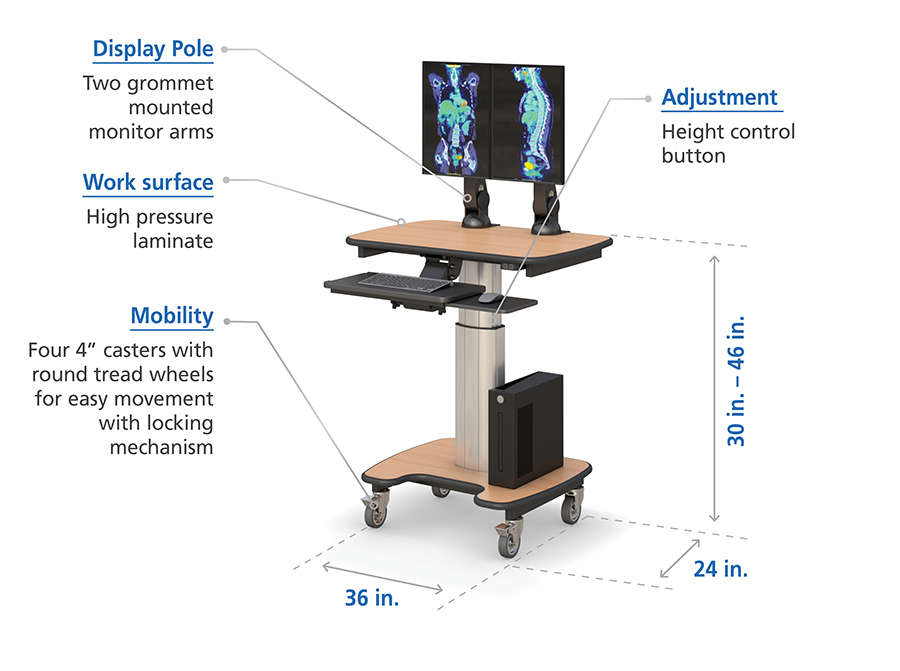 Rolling Medical Computer Cart Features