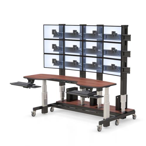 771634 height adjustable control room console with video wall worksurface