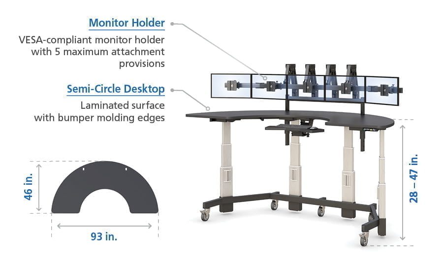 escritorio ergonómico de pie características especificaciones