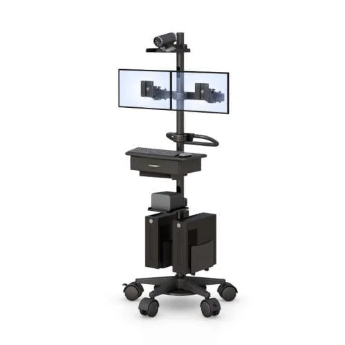 771850 telemedicine mobile cart with drawer white back
