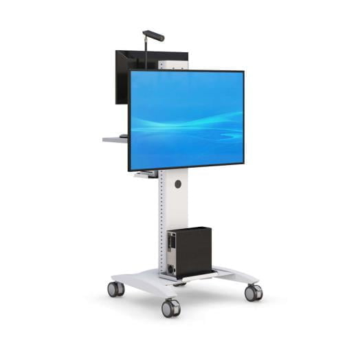 772026 large monitor cart with rear facing second monitor