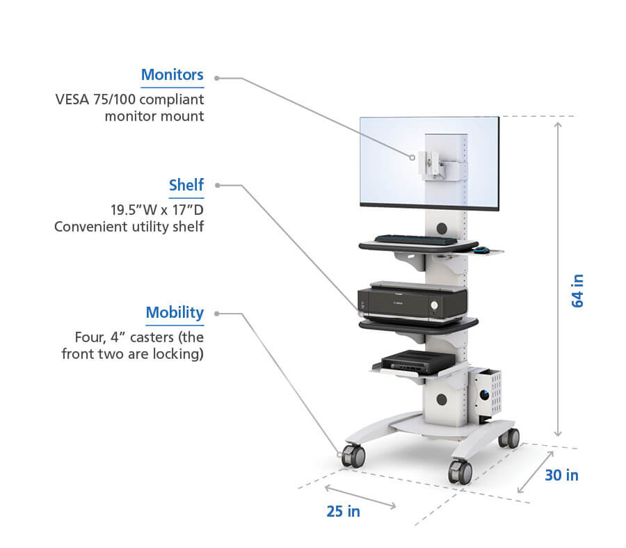 Rolling Computer Cart with Features