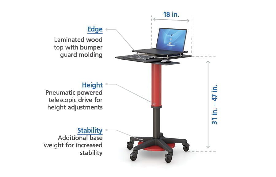 Mobile Laptop Computer Cart with Features