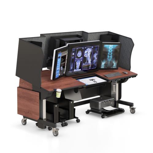 772128 pacs sit stand desk for radiology imaging clinic workstations