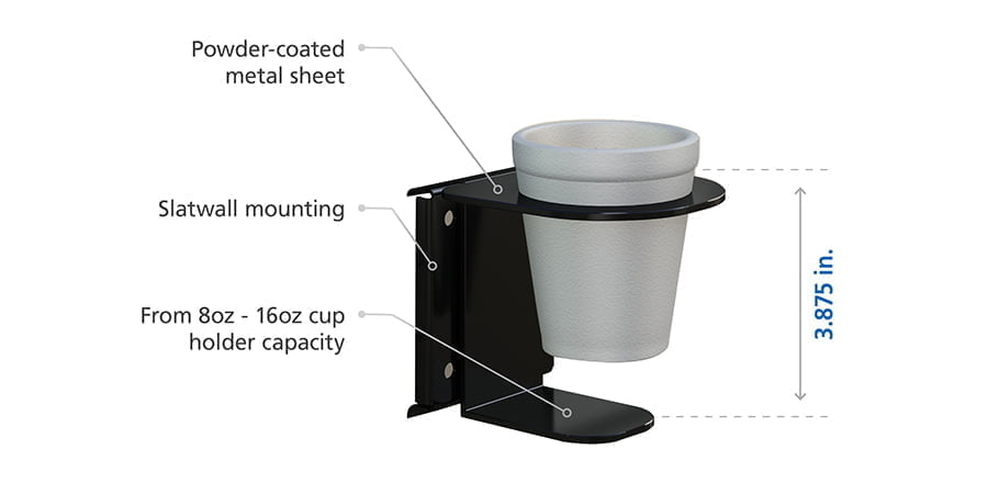 Coated Slat Wall Mounted Cup Holder