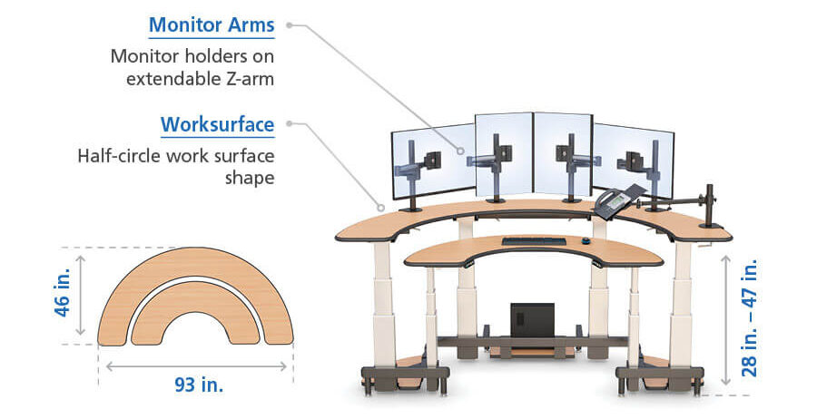 best semi-circle sit stand desk features