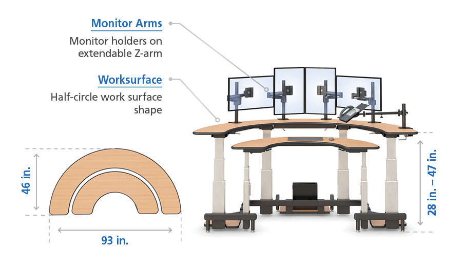 best semi-circle sit stand desk features