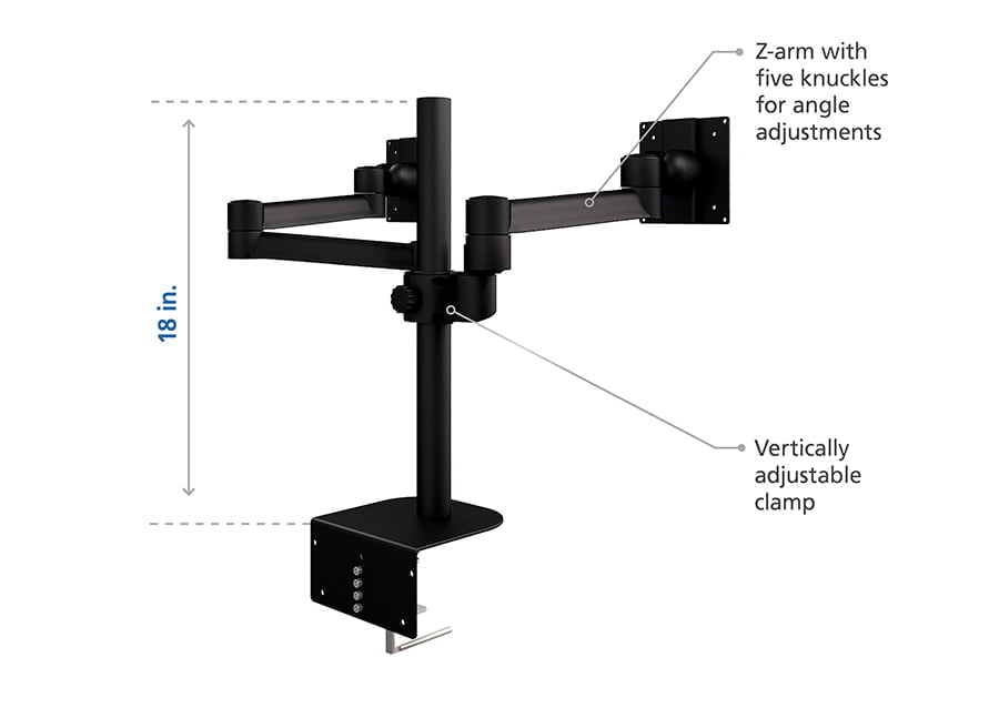 Especificaciones del soporte de monitor de doble brazo articulado