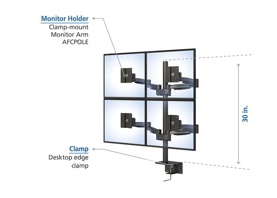 Especificaciones del soporte de monitor de cuatro brazos compatible con VESA