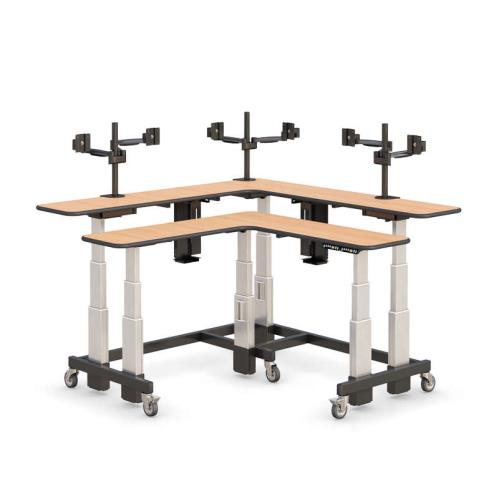 772195 ergonomic dual tier adjustable corner desk