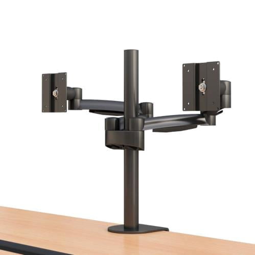 772195 l shaped corner sit to stand desk dual monitor extendable z arm holder