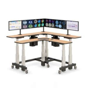 772195 two level shaped corner sit to stand desk