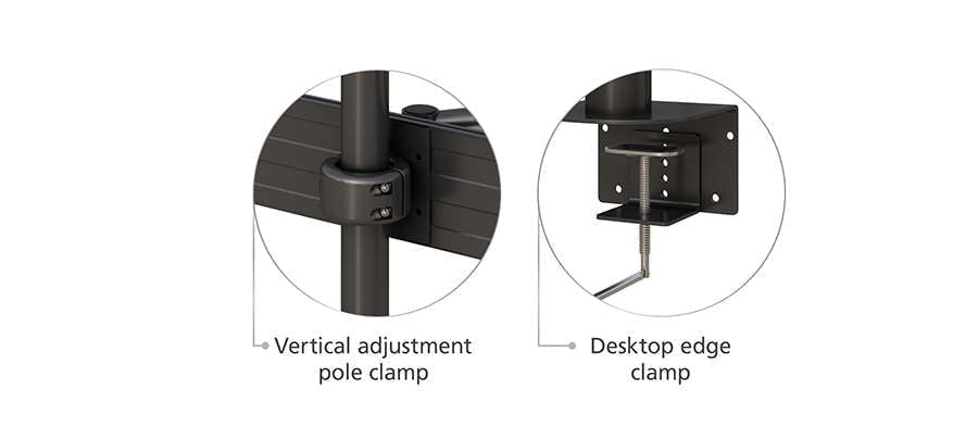 Adjustable Triple Computer Monitor Stand with Desktop Edge Clamp