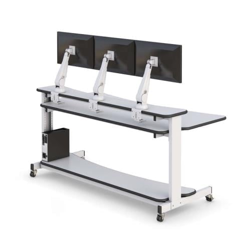 772280 two level computer desk triple monitor stand