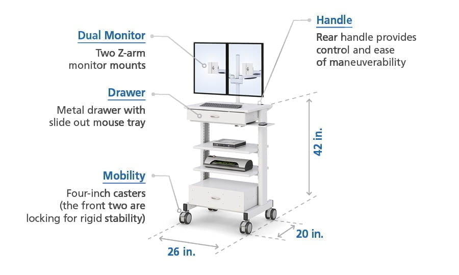 Medical Computer on Wheels Features