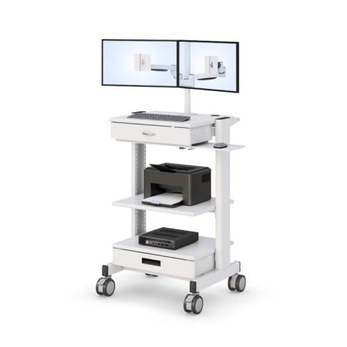 772284 computer mobile medical cart with 4 trays