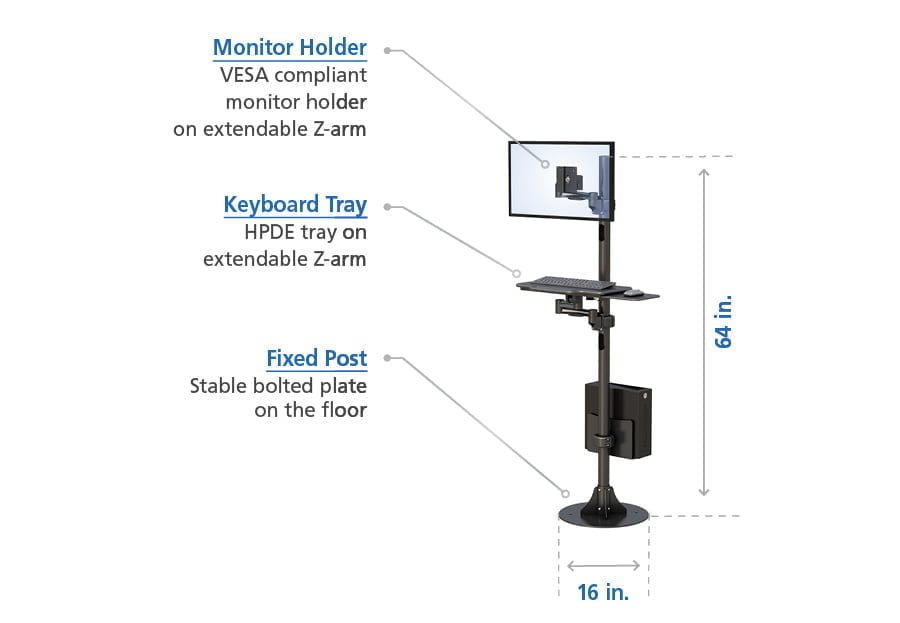 Floor Standing Computer Pole Features