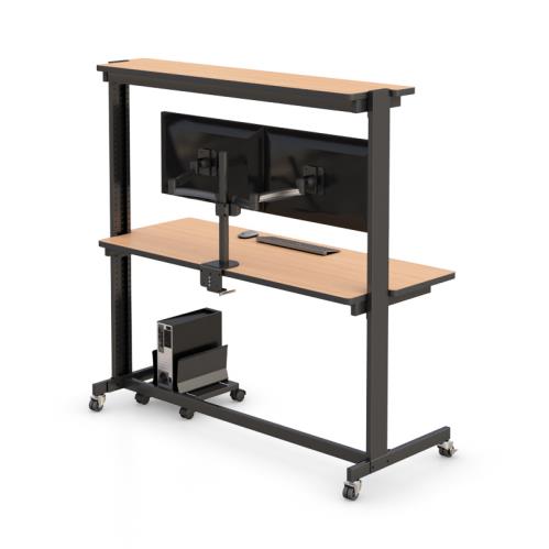 772297 computer steel frame table with cabinets