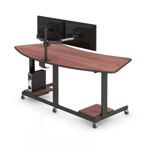 772299 custom shaped computer table with monitor mount